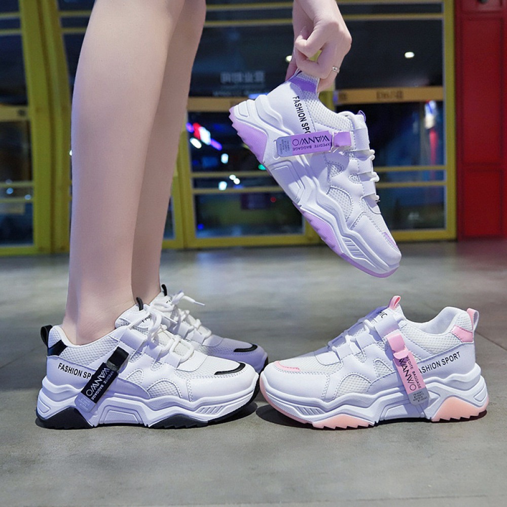 Women's Spring And Summer New Breathable Sports Shoes Students White Sneakers