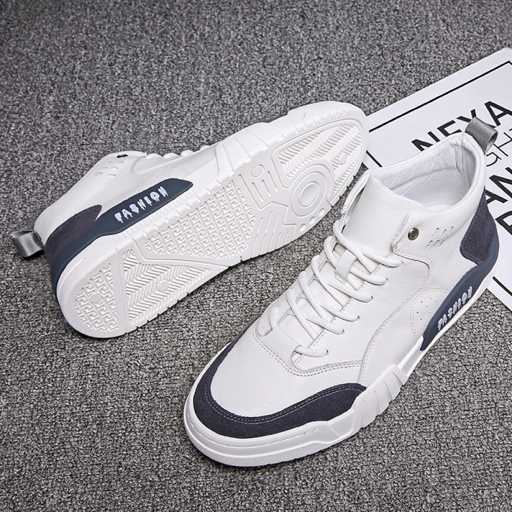 Autumn New White Shoes Men's Casual Mens Shoes Thick-Soled Trend Sports Shoes Leather Shoes