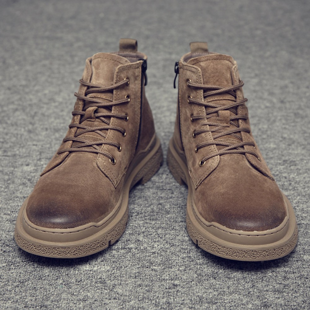 Leather Martin Boots Men's High-Top Trendy Short Tooling Shoes